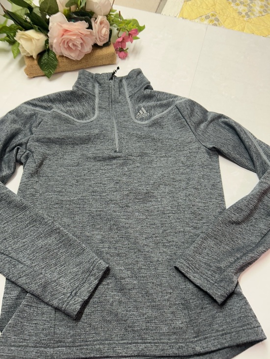 adidas Sweaters - adidas Heather Gray Quarter-Zip Pullover